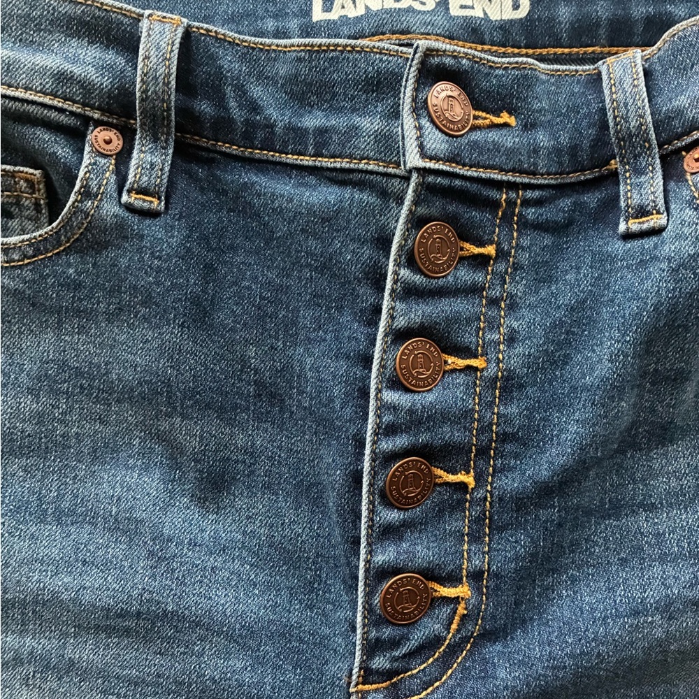 Lands' End Women’s Dark Blue Button-Fly kick crops only a little stretch!